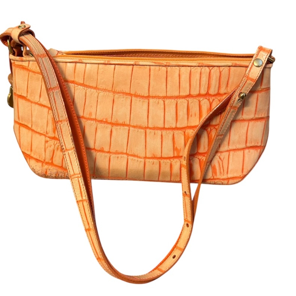 Dooney & Bourke orange / peach vintage shoulder bag light wear croc embossed